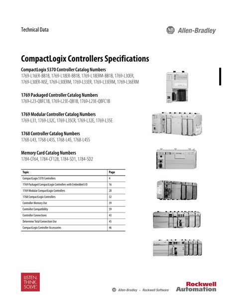 CompactLogix Controllers Technical Documentation .